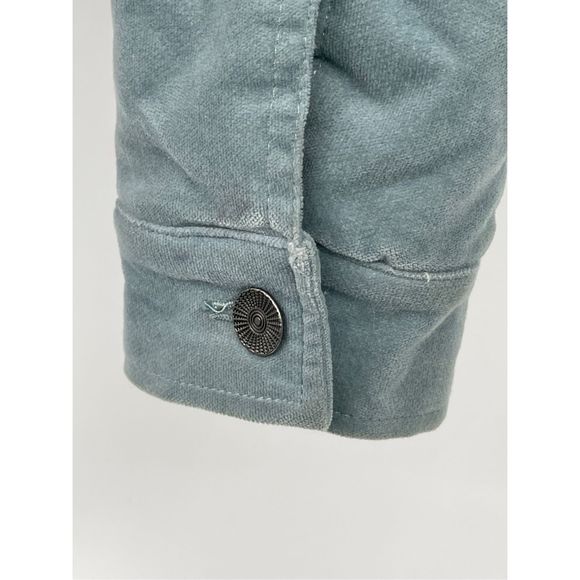 Forever 21 Jacket Sherpa Lined Women Large Blue Green Velour Trucker - Picture 13 of 14